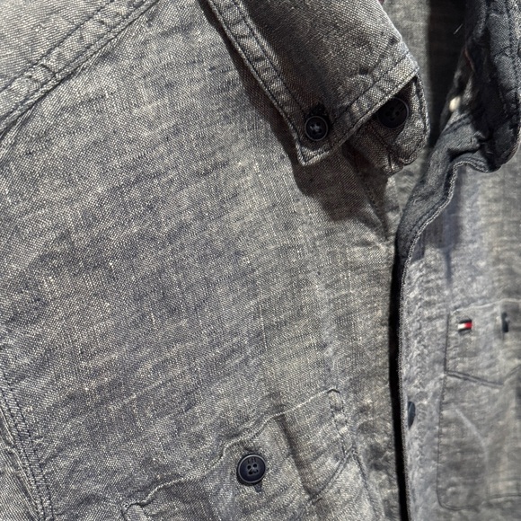 Tommy Hilfiger Men's Blue Chambray Shirt with Stripes - Picture 5 of 10